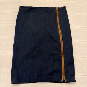 Lauren Ralph Lauren Denim Skirt with Tan Zipper
